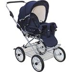 Eichhorn Buggy Sportwagen mit Lederriemengestell und Schieberhöhenverstellung, Blickrichtung wechselbar, Stoff Marineblau (ECCO-Rad)