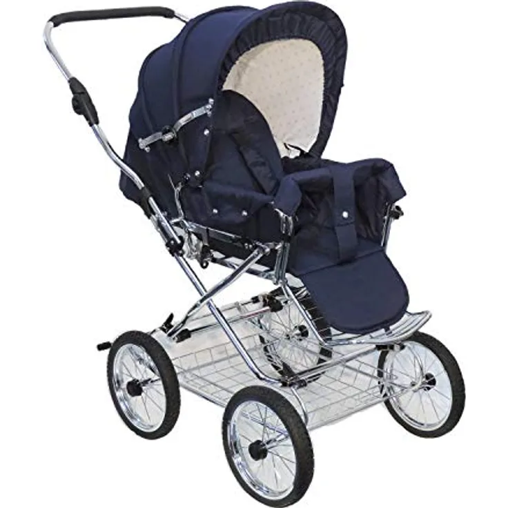 Eichhorn Buggy Sportwagen mit Lederriemengestell und Schieberhöhenverstellung, Blickrichtung wechselbar, Stoff Marineblau (ECCO-Rad)