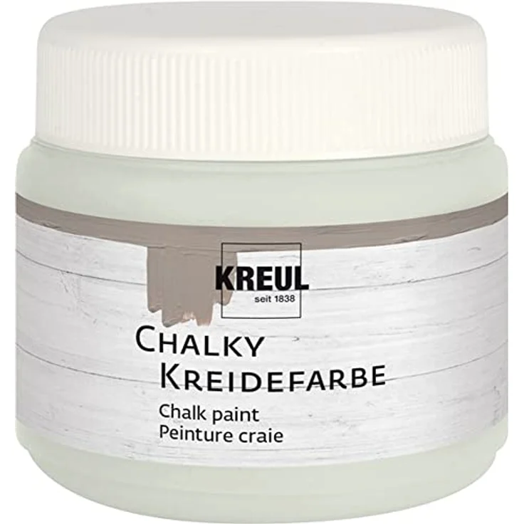 KREUL 75312 Chalky Kreidefarbe, Cream Cashmere, 150 ml, sanft-matte, cremig deckende, schnelltrocknende Farbe für Used Look Effekte – Bild 1