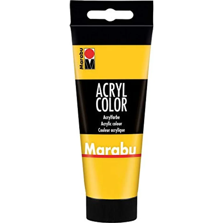 Marabu Acryl Color mittelgelb 100 ml, cremige Acrylfarbe auf Wasserbasis, schnell trocknend, lichtecht, wasserfest für Leinwand, Papier und Holz – Bild 1