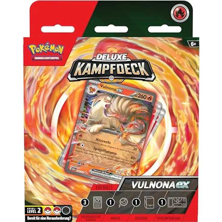 Pokémon Deluxe-Kampfdeck Vulnona-ex, sofort spielbares Deck mit 60 Karten und Zubehör, inklusive 3 holografischen Karten – Bild 2