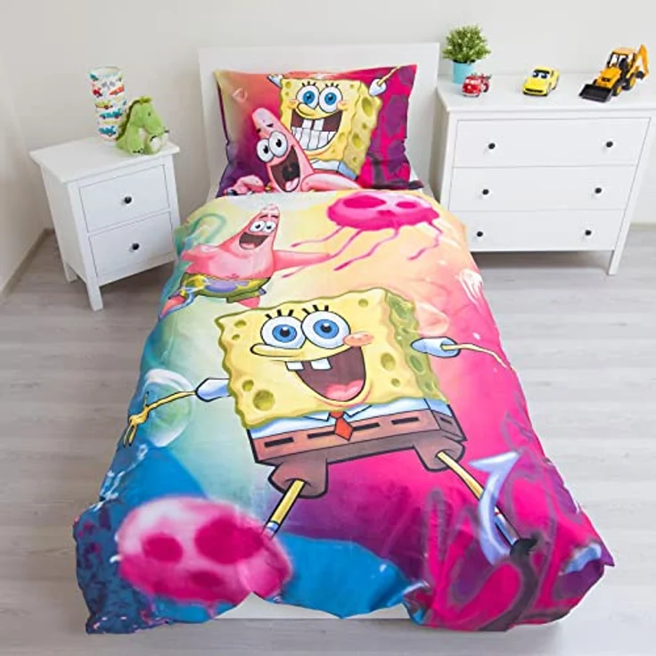 Jerry Fabrics Spongebob SBOB19BS049 Kinderbettwäsche Sponge Bob Schwammkopf, 2 Stück, 140x200 cm + 70x90 cm – Bild 2