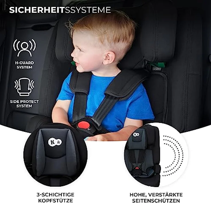 Kinderkraft SAFETY FIX 2 i-Size, Kindersitz ab 15 Monate bis 12 Jahre (76-150 cm) mit Sitzverkleinerer, Isofix & Top Tether, Schwarz – Bild 7