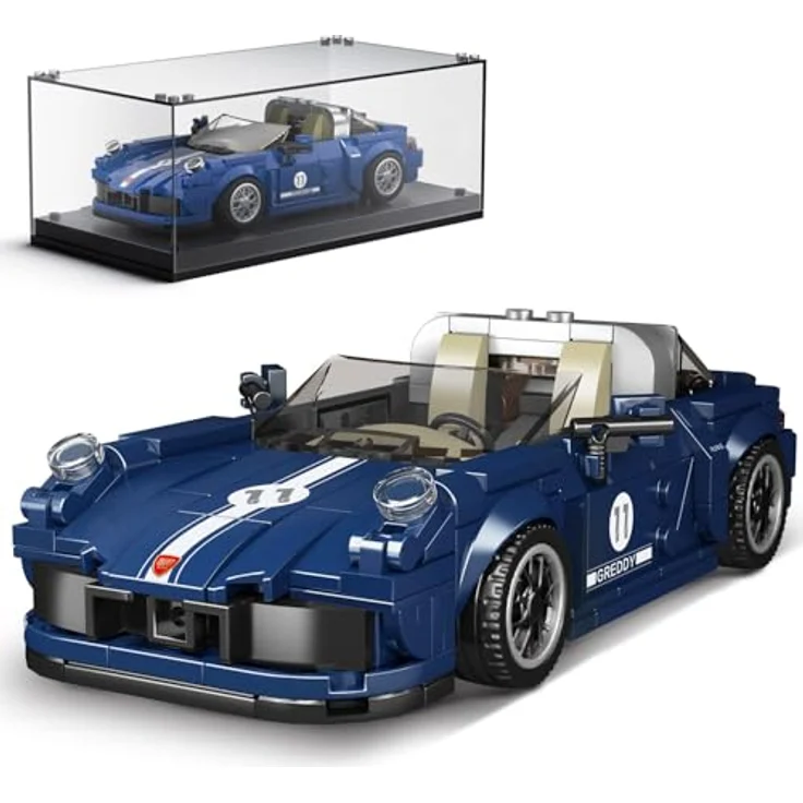 Mould King 27040 Technik Speed Champion Rennwagen 911 Sportwagen Bausteine mit Acryl-Vitrine, 366 Teile für Sammler – Bild 1