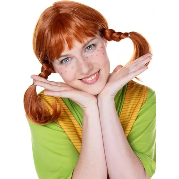 Maskworld Pippi Langstrumpf Perücke Deluxe - rote Haare mit 2 Zöpfen - hochwertiges Kostüm-Zubehör für Karneval, Halloween & Motto-Party