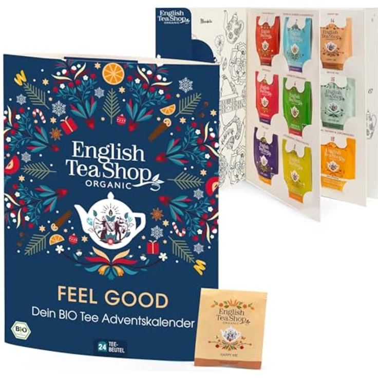 English Tea Shop ETS - Tee Adventskalender "Feel Good", 24 Bio Tees mit Weihnachtsgeschichte und Lesezeichen – Bild 1