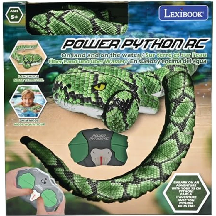 Lexibook Power Python RC, wasserdichte Funkgesteuerte Pythonschlange für Land und Wasser, ausziehbar auf 75 cm, grün, SNAKE01 – Bild 5