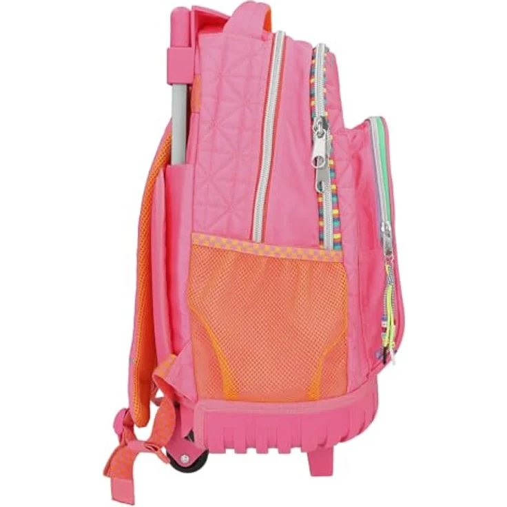 Depesche TOPModel JOY Schulrucksack mit Trolley, rosa, 3 Fächer, gepolsterte Schultergurte, integrierte Räder, wasserabweisend – Bild 4