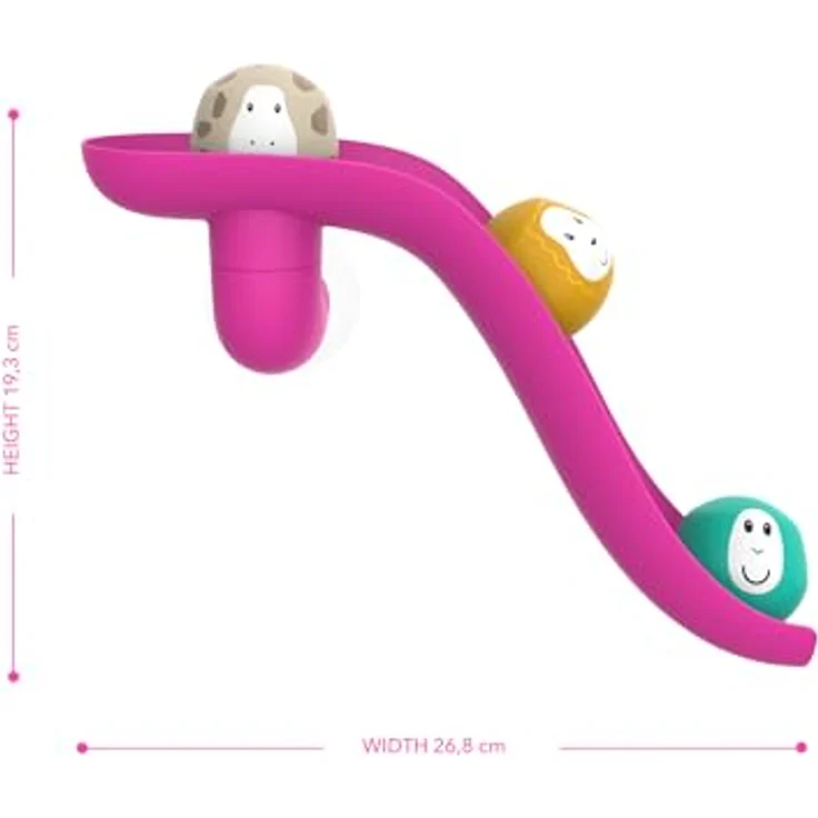 Matchstick Monkey Badezeit Baby Badespielzeug Rutschset / 1 Rutsche und 3 lustige Tierkugeln / leicht zu greifen / ab 12 Monaten (pink) – Bild 3
