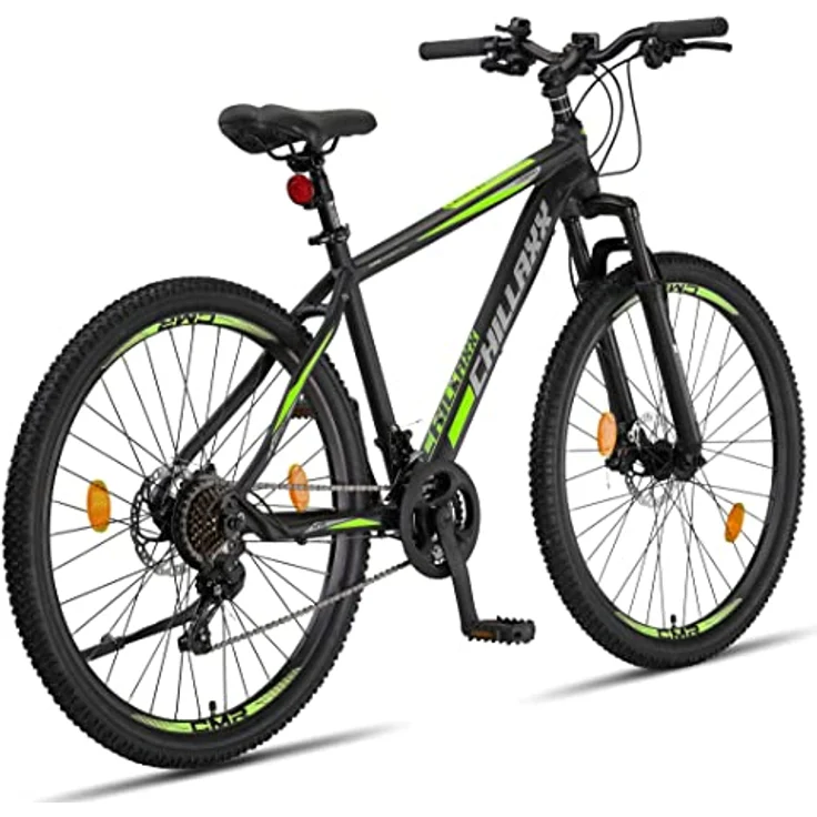 Chillaxx Bike Legend Aluminium 24, 26, 27,5 und 29 Zoll Shimano Mountainbike MTB Fahrrad für Jungen Mädchen Herren und Damen 21 Gang Schaltung Herrenrad Damenrad (29 Zoll, Schwarz-Lime Disc-Bremse) – Bild 3