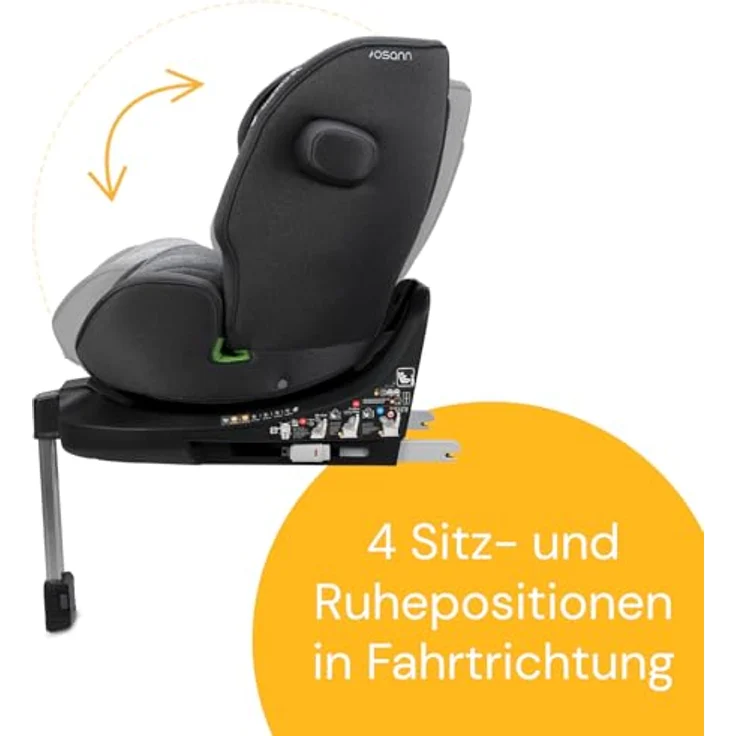 Osann Reboarder-Kindersitz One 360 SL i-Size, drehbar ab Geburt bis 12 Jahre (40-150 cm), inkl. Isofix-Basis mit Stützfuß, Universe Grey – Bild 4