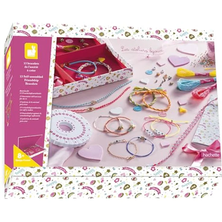 Janod Kreativset Freundschaftsarmbänder, Bastelset für 13 Armbänder mit 7 Modellen, inklusive Schmuckschatulle – Bild 1