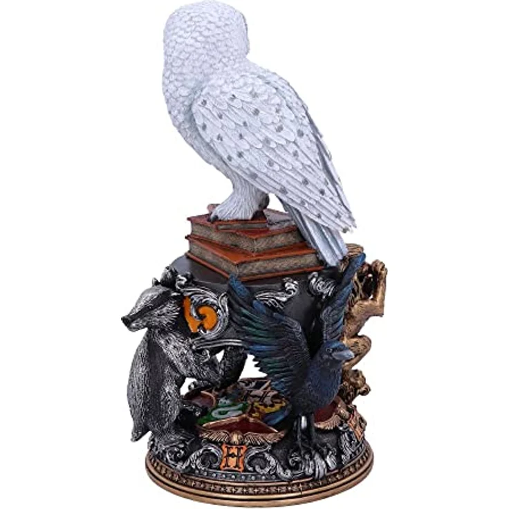 GED Harry Potter Hedwig Figur, 22 cm detailgetreu handbemalt auf Zauberbüchern mit Hogwarts-Haus-Emblemen – Bild 4