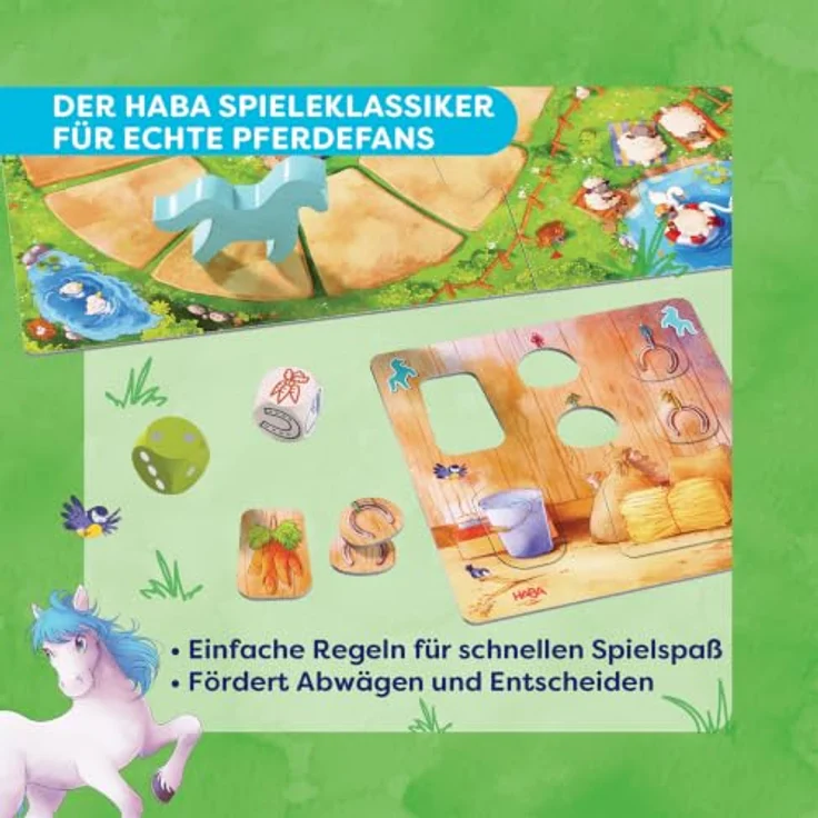 HABA Hoppe Reiter, Brettspiel Pferderennen mit Ressourcenmanagement für Kinder – Bild 4