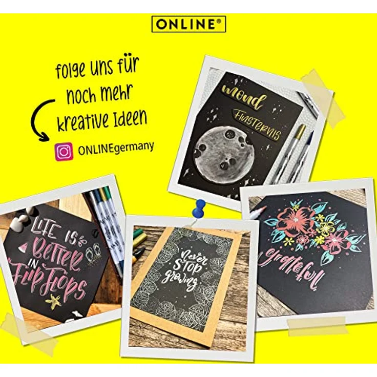 Online Brush-Pen Set Calli.Brush Metallic I 5 Double-Tip Pinselstifte in glänzenden Metallic-Farben mit Kalligrafie-Spitze & Pinselspitze I Ungiftige Handlettering Stifte für Kalligraphie, Bullet Journals & Co. I in Bambus-Etui – Bild 5