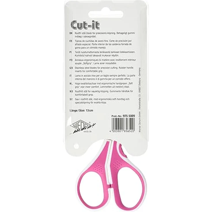 WEDO Cut-it Papierschere, Edelstahl 13 cm, pink/weiß, ergonomischer Softtouch-Griff – Bild 2