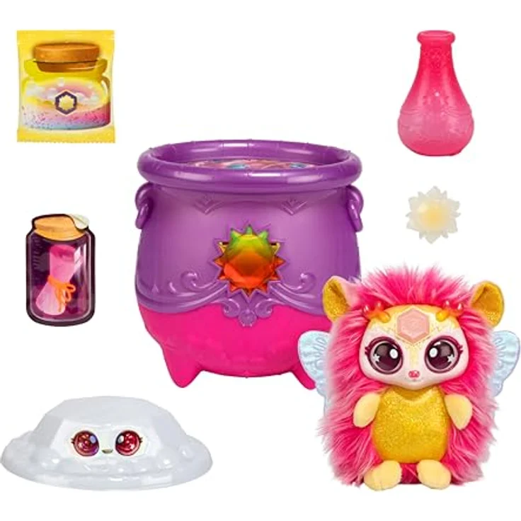 Moose Magic Mixies S4, Magical Cauldron Sun, Zauberkessel mit leuchtenden Schimmereffekten und plüschigem Mixie-Freund, assortiert – Bild 6