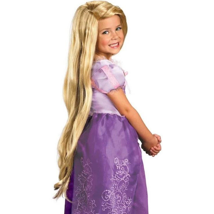 Smiffys Kostüm-Perücke Disney Princess Rapunzel Perücke für Kinder, Extralange, blonde Haare