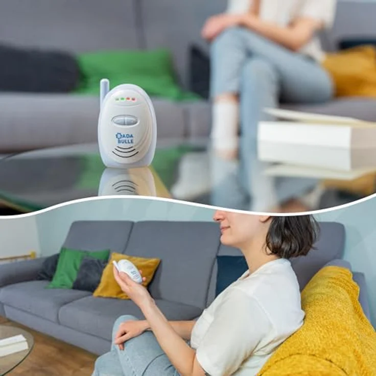 Badabulle Audio-Babyphone 300m Reichweite, akustischer und visueller Alarm, Batterie- und Netzbetrieb, kompakt mit Gürtelclip – Bild 4