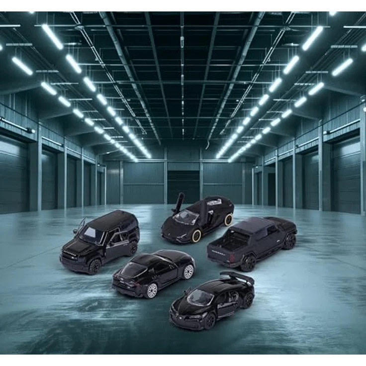 Majorette Geschenkset Fahrzeuge Black Edition, inkl. 5 Die-Cast Spielzeugautos (schwarz) - Audi R8, Brabus B63, Nissan GT3 Nismo GTR, Dodge Demon, Mercedes-AMG GTR – Bild 2