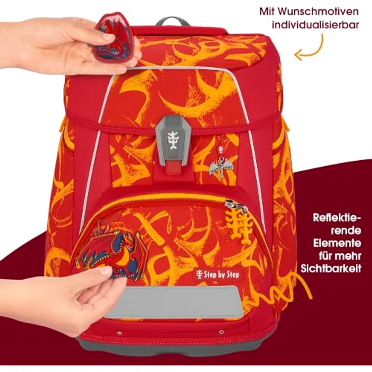 Hama Schulranzen Space, 5tlg. Set in Dragon Toro mit verstellbarer Rückenlänge, inkl. Federmäppchen, Schlamperetui, Turnbeutel und Magic Mags – Bild 7