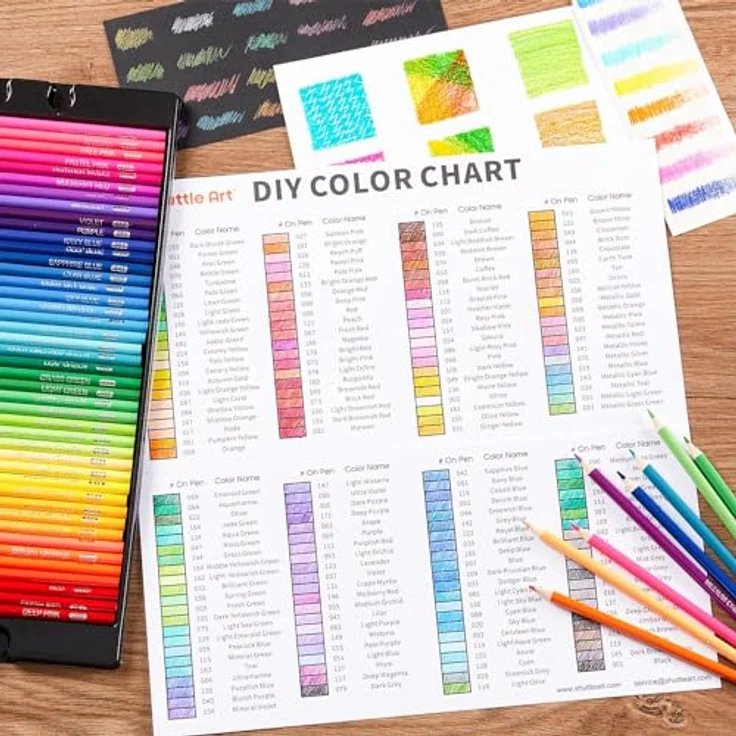 Shuttle Art 172 Buntstifte Set, 172 Farben inkl. 12 Metallfarben, bruchfeste Holzstifte für Färben und Skizzieren – Bild 5