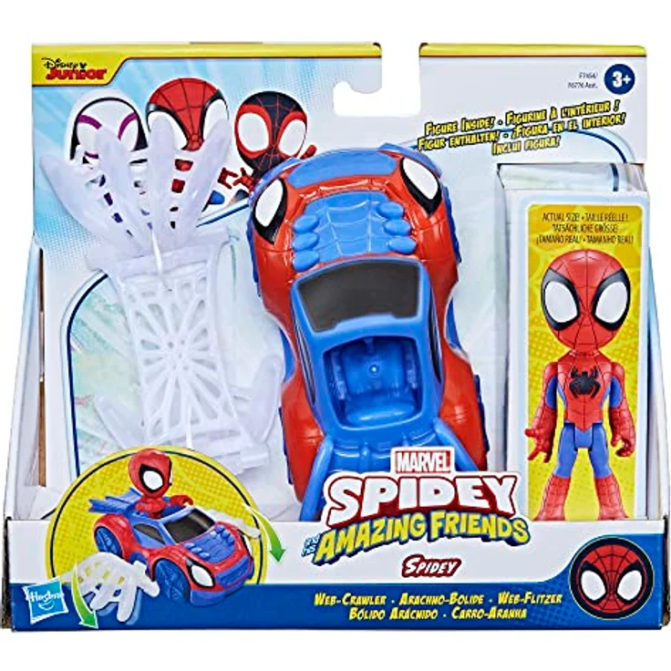 Spidey and his Amazing Friends Marvel Spidey Web-Flitzer Set, 10 cm Spidey Action-Figur mit Fahrzeug und Zubehör, Spielzeug, Rot – Bild 2