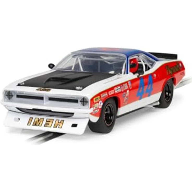 Scalextric C4525 Plymouth Barracuda 1:32 Slotcar mit Fahrerfigur, funktionsfähigen Scheinwerfern und Rückleuchten, geeignet für Kinder und digitale Rennbahnen – Bild 1