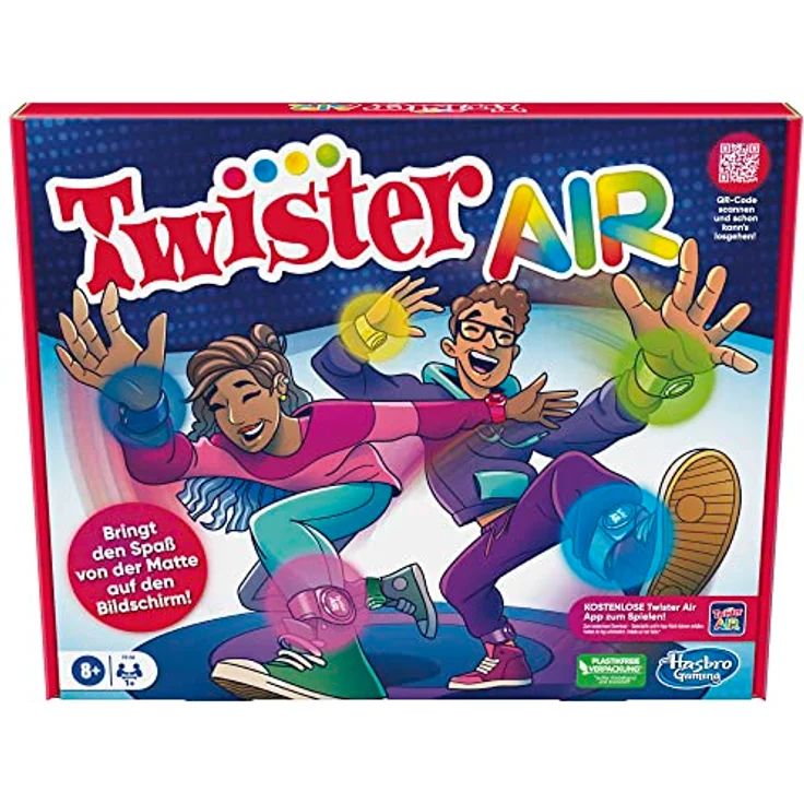 Hasbro Twister Air Spiel, AR Twister App Spiel, Verbindung mit Smart Geräten, Bewegungsspiel, ab 8 Jahren, Deutsche Version – Bild 1