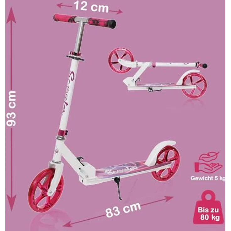 Europebazar Habib Cityroller mit XXL Glanz-Rädern, klappbar, höhenverstellbar bis 100kg, pink – Bild 5