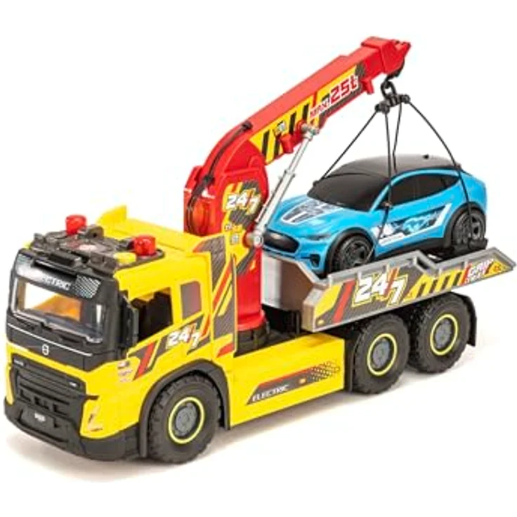 Dickie Toys Giant Tow Truck, Volvo FMX, mit Licht & Sound, manuellem Kran und Kippfunktion, Ladefläche – Bild 1