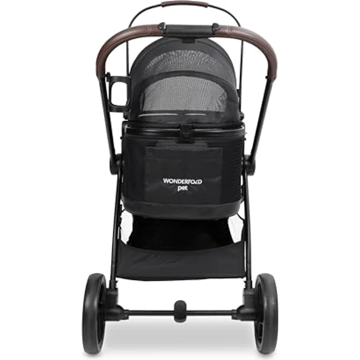 Wonderfold P3 Tier-Buggy Pet Stroller, Schwarz, Textil, 60x115x92 cm, für Haustiere unterwegs – Bild 7
