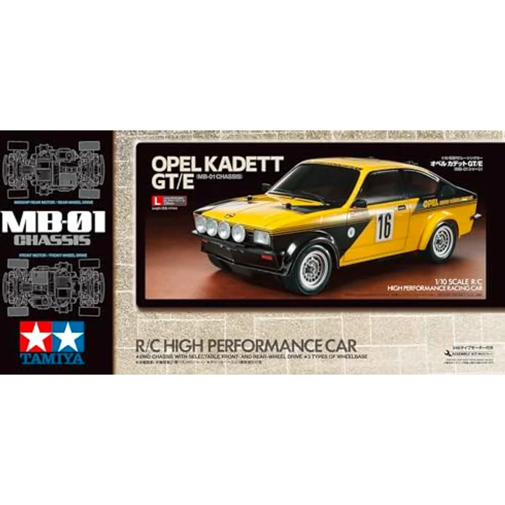 Tamiya 58729 1:10 RC Opel Kadett GT/E Rallye MB-01 - ferngesteuertes Auto, Fahrzeug, Modellbau, Zusammenbauen, Hobby, RC Bausatz, unlackiert – Bild 2