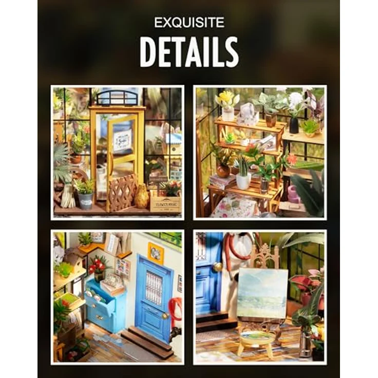 Rolife Miniatur DIY Puppenhaus Küche Kits mit Licht DIY Holz Mini Haus Modell Erwachsene-Kinder 14 15 16 17 18 Jahre Alt (Cathy's Flower House) – Bild 2