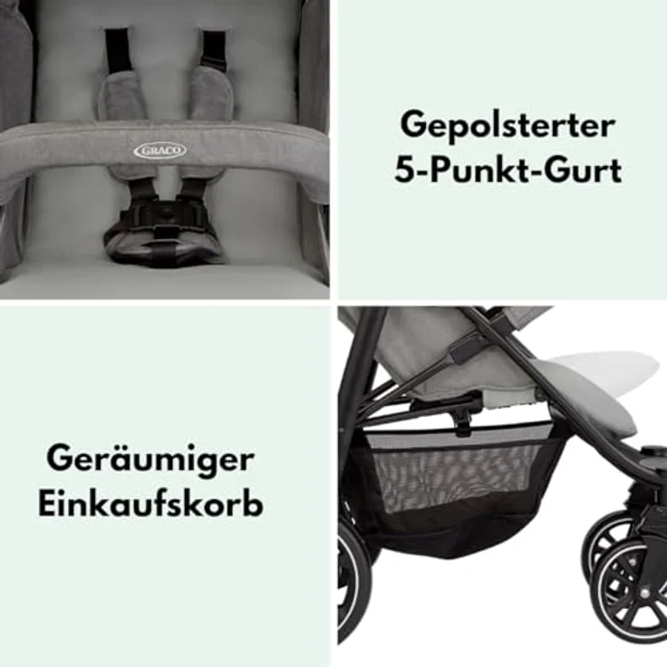 Graco Buggy Eezefold DLX, Sportwagen mit Einhand-Faltmechanismus, Becherhalter und Mobilitätsgarantie - Lunar – Bild 8