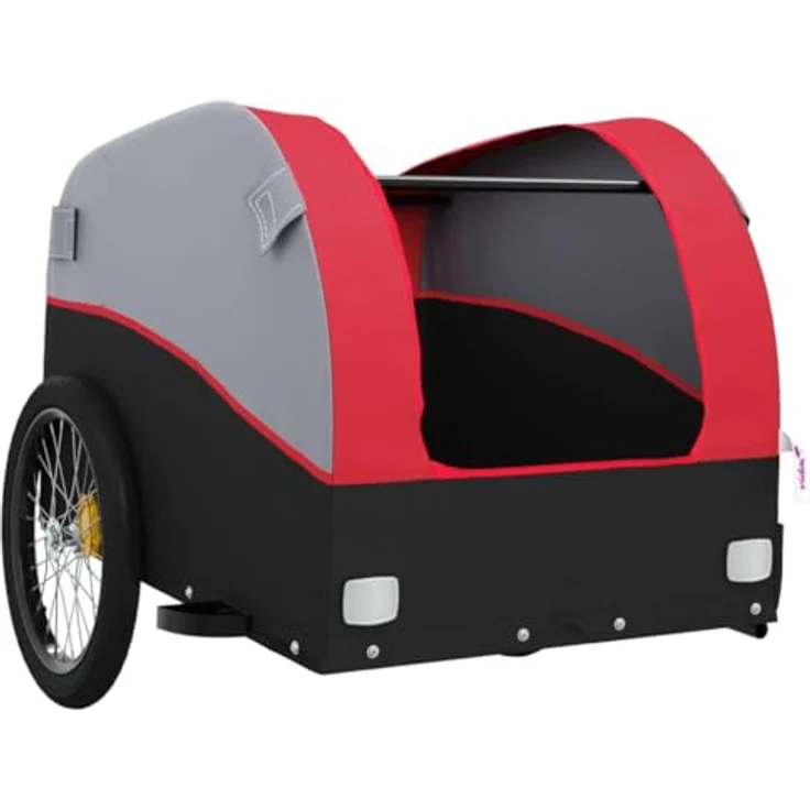 vidaXL Fahrradlastenanhänger Lastenanhänger für Fahrrad Schwarz und Rot 45 kg Eisen, Robustes Material aus Eisen, Maximale Tragfähigkeit 45 kg – Bild 6
