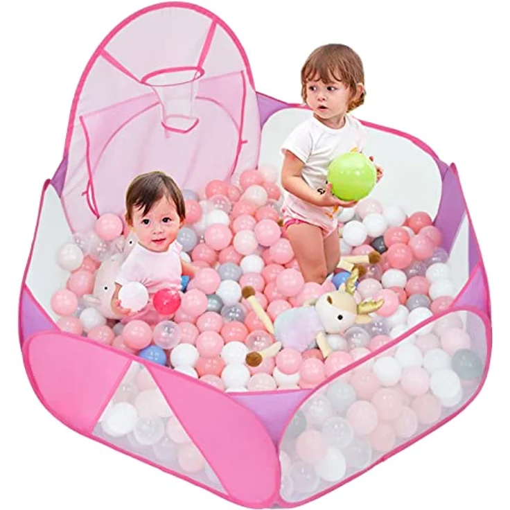 Eocolz Bällegrube für Kinder, Pop Up Bällebad Bällepool mit Basketballkorb, 120 cm, tragbar und leicht zu reinigen, für drinnen und draußen – Bild 1