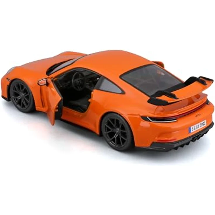 Bburago Porsche 911 GT3 (2021), Modellauto im Maßstab 1:24 mit beweglichen Türen, grün oder orange – Bild 4
