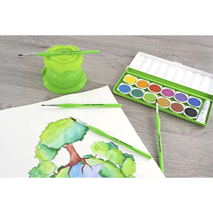 Eberhard Faber 579926 - Green Winner Synthetik-Pinselset mit 4 Größen, Rundpinsel mit ergonomischer Dreikant-Griffzone, Pinsel zum Malen und Zeichen in der Schule und Freizeit – Bild 3