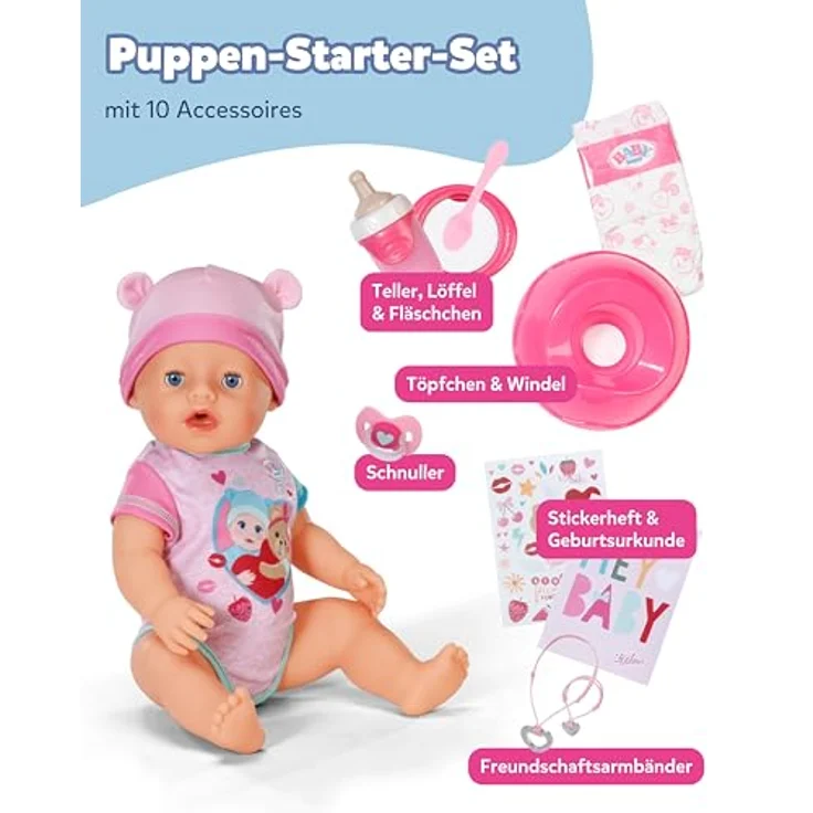 Baby Born Babypuppe Emma, 43 cm (Set, 11-tlg) mit magischem Teller und Zubehör – Bild 3