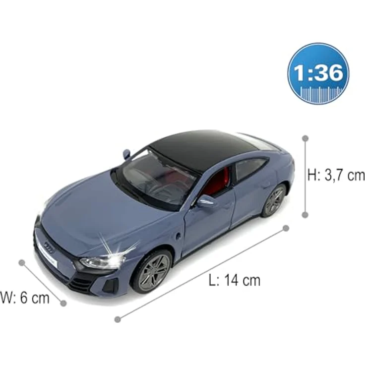 JAMARA 402606 Audi RS e-tron GT, Diecast 1:36 Modellauto mit LED-Lichtern, manuell öffnenden Türen und Motorsound, inklusive Knopfzellen, Spielzeug für Kinder – Bild 3