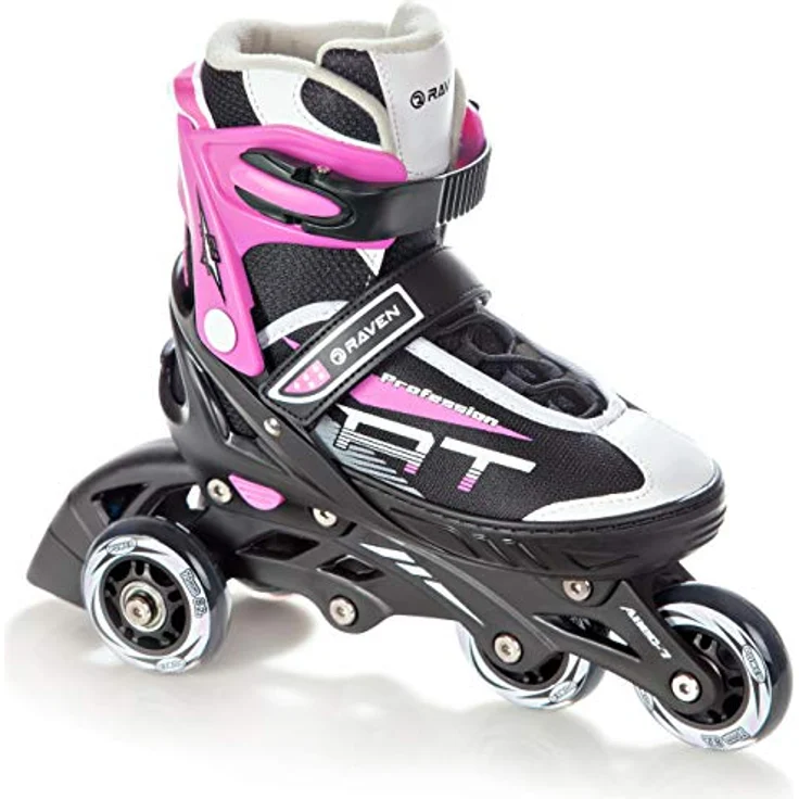RAVEN Profession 3in1 Inlineskates Triskates Rollschuhe Inliner verstellbar, Black/Pink, für Kinder und Erwachsene, Größe 35-39 (23cm-25,5cm) – Bild 5
