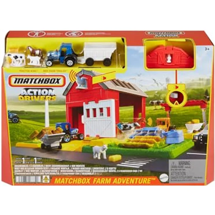 Matchbox Action Drivers Farm Harvest Playset, realistisch mit Traktor im Maßstab 1:64 und abnehmbaren Tierfiguren – Bild 6