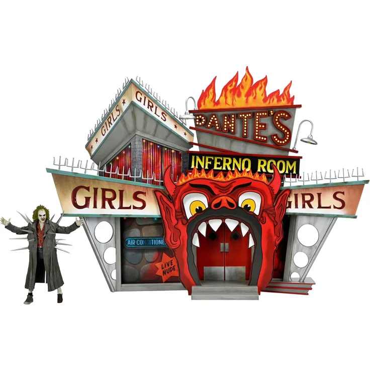 NECA Beetlejuice (1988) Diorama Trenchcoat with Spikes Inferno Room Deluxe Set mit LED-Beleuchtung für 7-Zoll Sammelfiguren