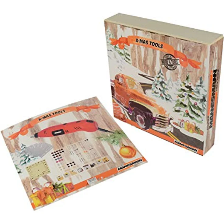 Mannesmann Holz-Adventskalender mit Multi-Tool und 24 lasergravierten Sub-Boxen, inklusive Graviervorlagen – Bild 2