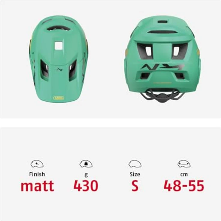 ABUS MTB-Helm YouDrop FF - Fullface-Helm für Kinder und Jugendliche - Hellgrün, Größe S - für den Einstieg in den Mountainbikesport mit abnehmbarem Kinnschutz – Bild 5