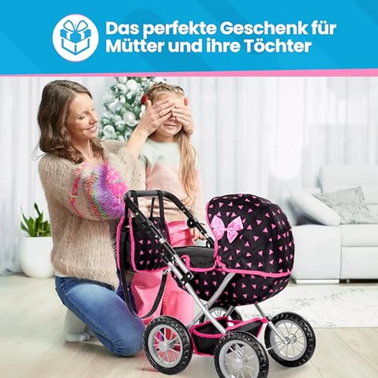 Kinderplay Puppenwagen ab 2 Jahre, Kinderwagen Puppen - Leichte und Stabile Konstruktion, Kinderpuppenwagen ab 3 Jahre, Höhenverstellbar von 33 bis 63 cm, Spielzeug Draussen, KP0261_KP0262 (KP0262R) – Bild 5