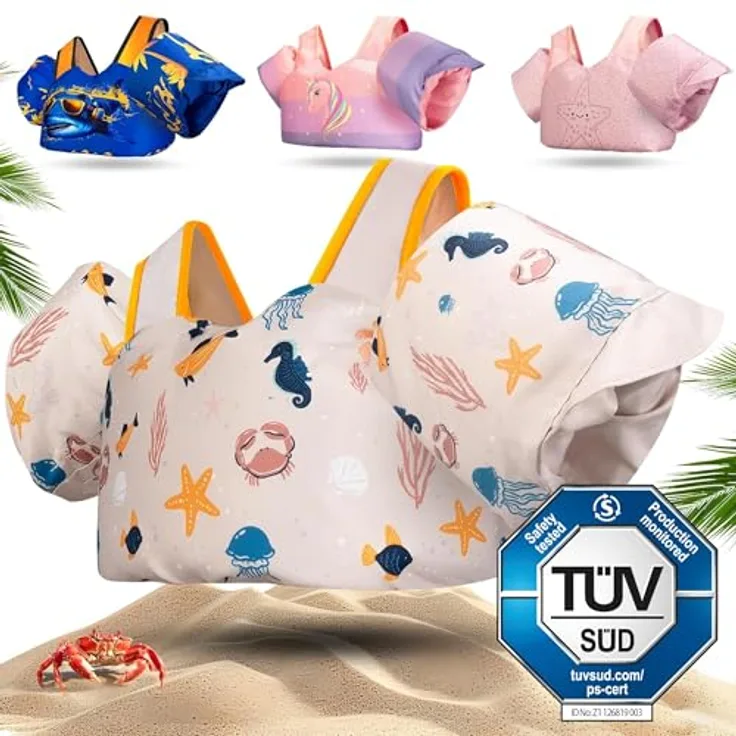 KIDVERSE Schwimmweste Kinder 3-6 Jahre, integrierte Schwimmflügel, geprüft und sicher, für Jungen & Mädchen bis 30kg