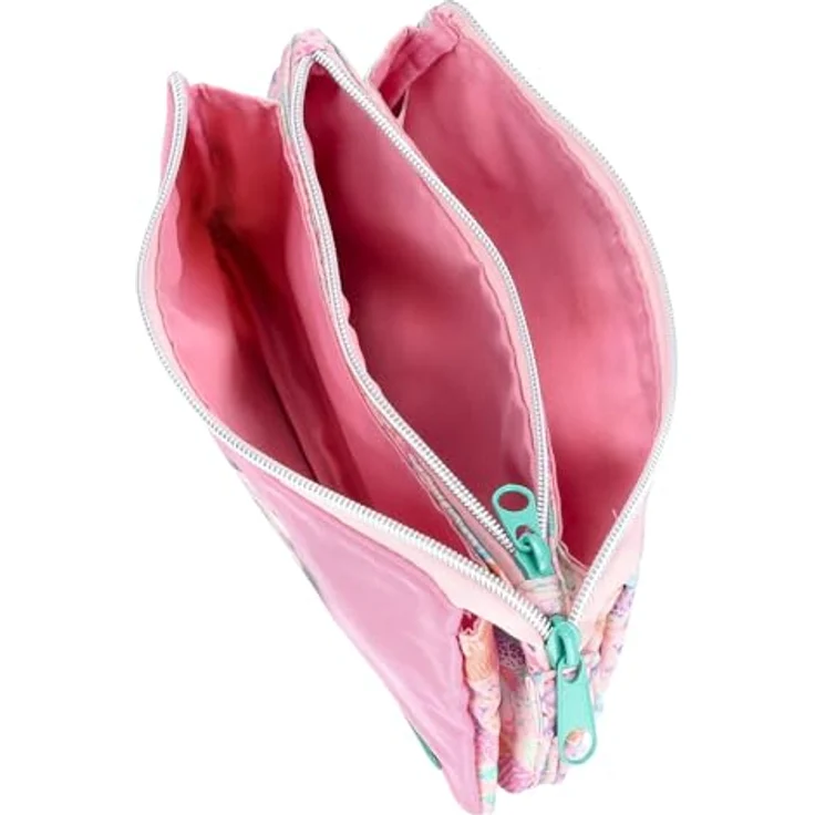 Depesche 12792 TOPModel Wild - Fächerschlamper in Rosa, mit Model Motiv und Buntem Tier Muster, Federmäppchen mit 3 Reißverschlussfächern – Bild 5