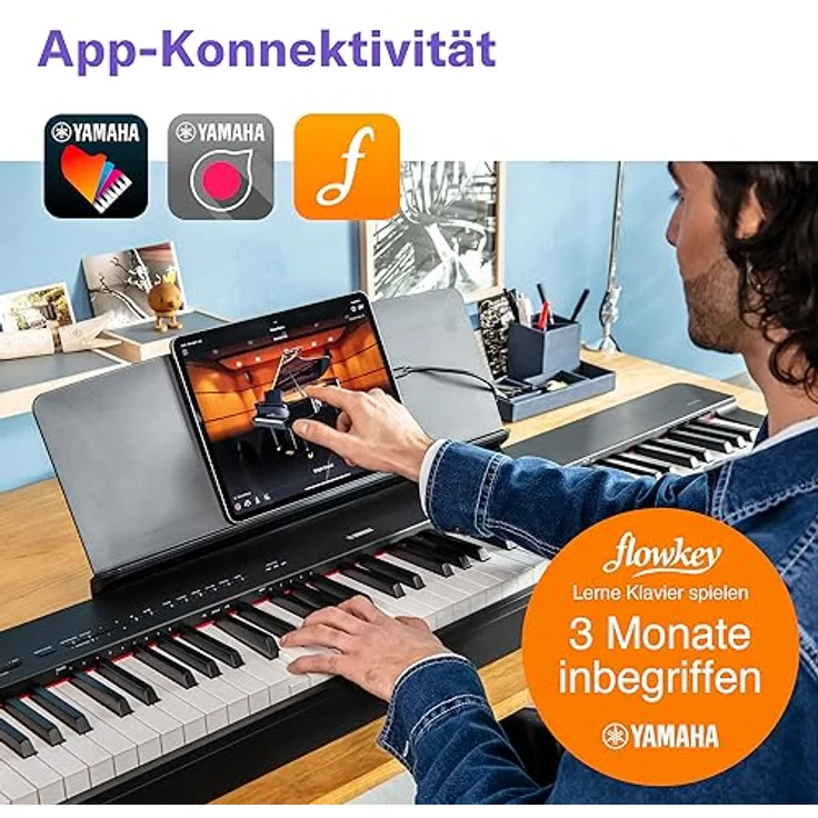 Yamaha P-225, 88-Tasten Keyboard mit gewichteten Tasten, integrierten Equalizer und Kopfhöreranschluss, Weiss – Bild 6
